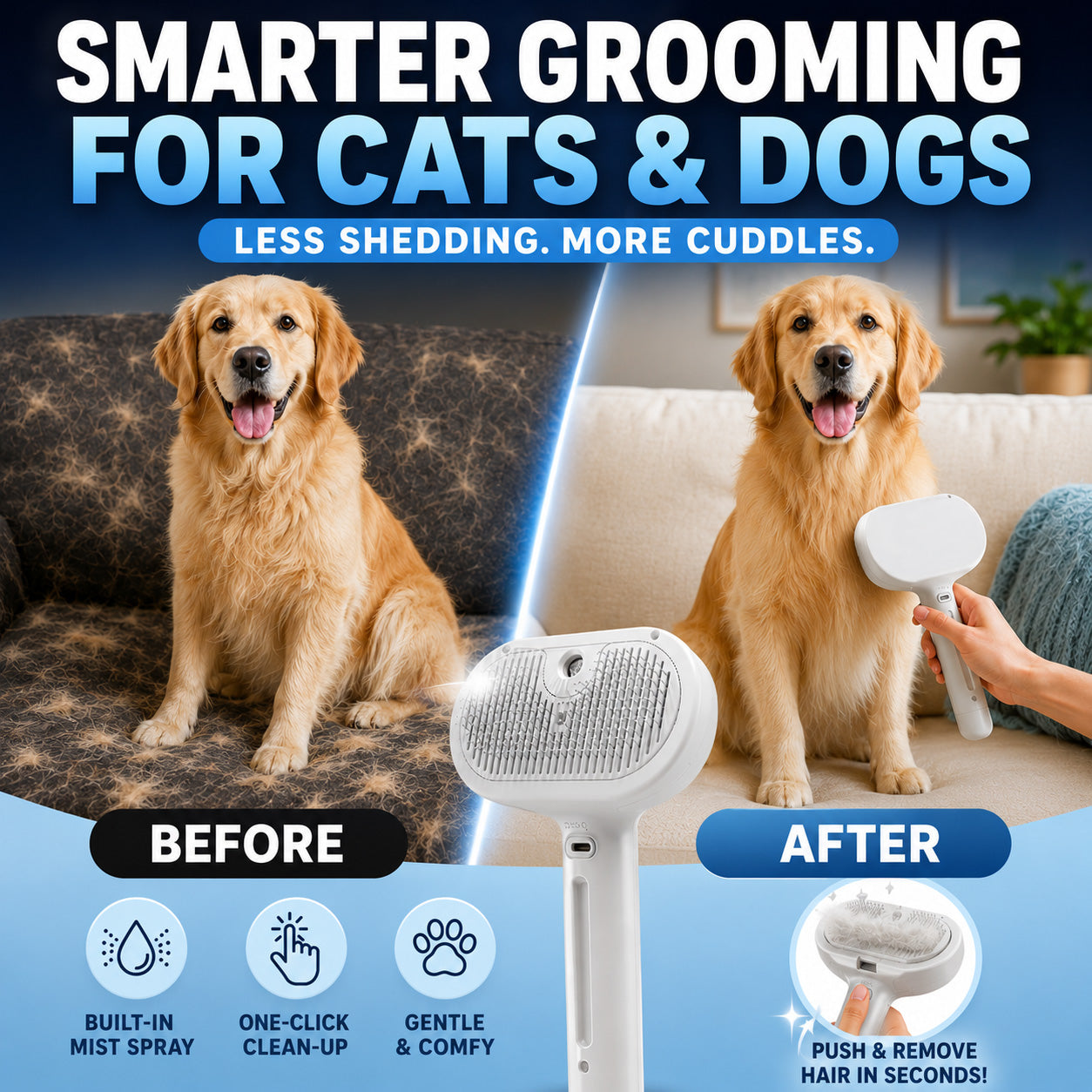 Odinl™ MistClean Pet Grooming Brush