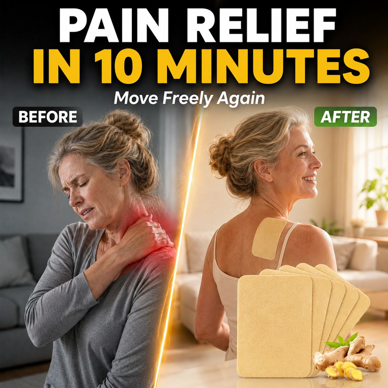 ⏳Time-Limited Special⏰ Ginger Pain Relief Patches – Natural Heat Therapy for Aches & Stiffness | Stick It Where It Hurts! 💆‍♀️