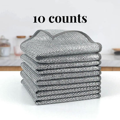 ⏳LAST DAY BUY 2 GET 1 FREE!💕Odinl™ Silver Mesh Dishcloths – Tough on Stubborn Stains, Gentle on Cookware✨