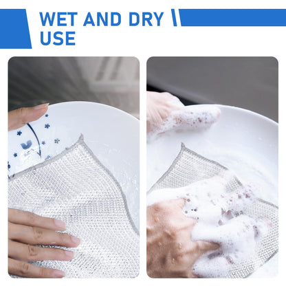 ⏳LAST DAY BUY 2 GET 1 FREE!💕Odinl™ Silver Mesh Dishcloths – Tough on Stubborn Stains, Gentle on Cookware✨