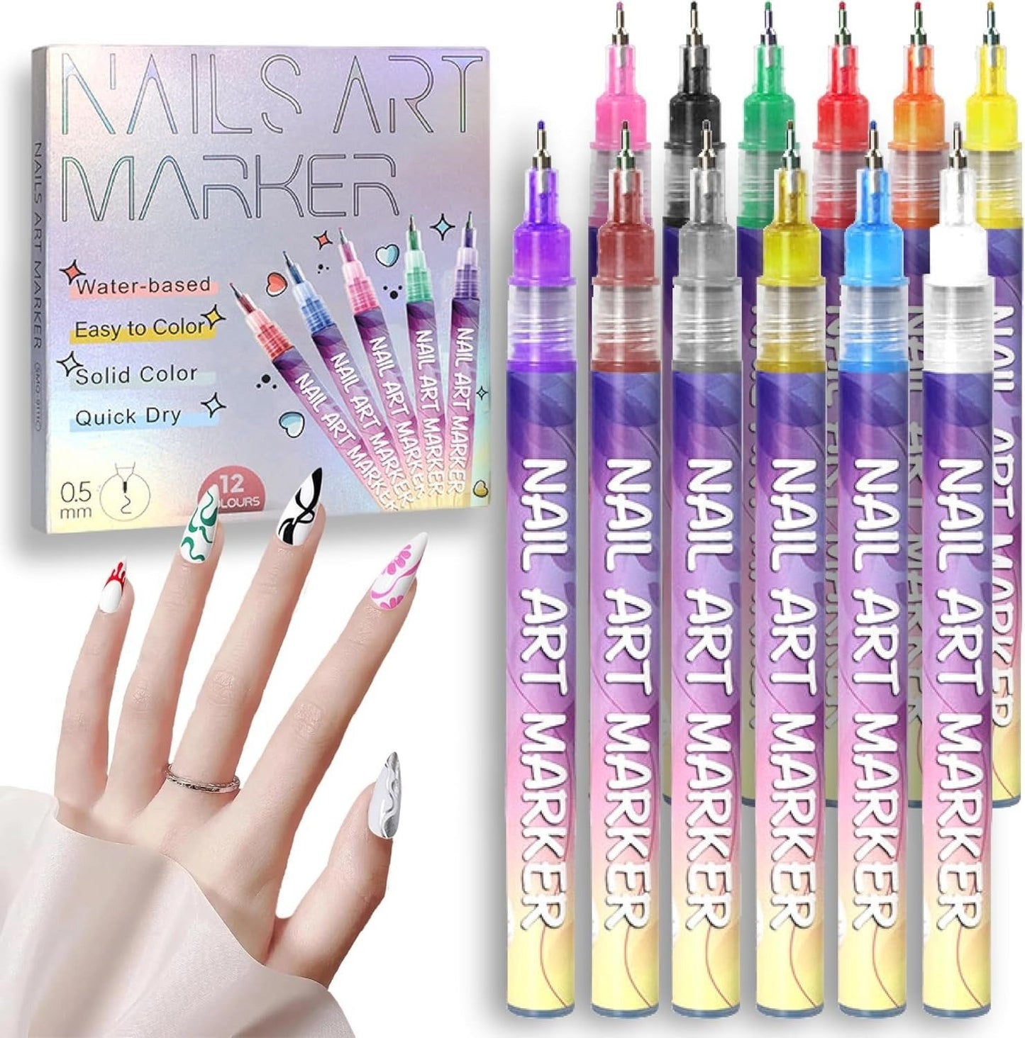 🎁Odinl™ 12 Colors Nail Art Pens Set🎨💅Easter Special Offer – 50% OFF!