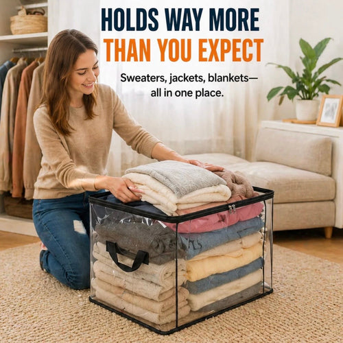 ⏳LAST DAY BUY 2 GET 1 FREE!💕Odinl™ Transparent Storage Bag – Large, Dust & Moisture-Proof with Handle✨