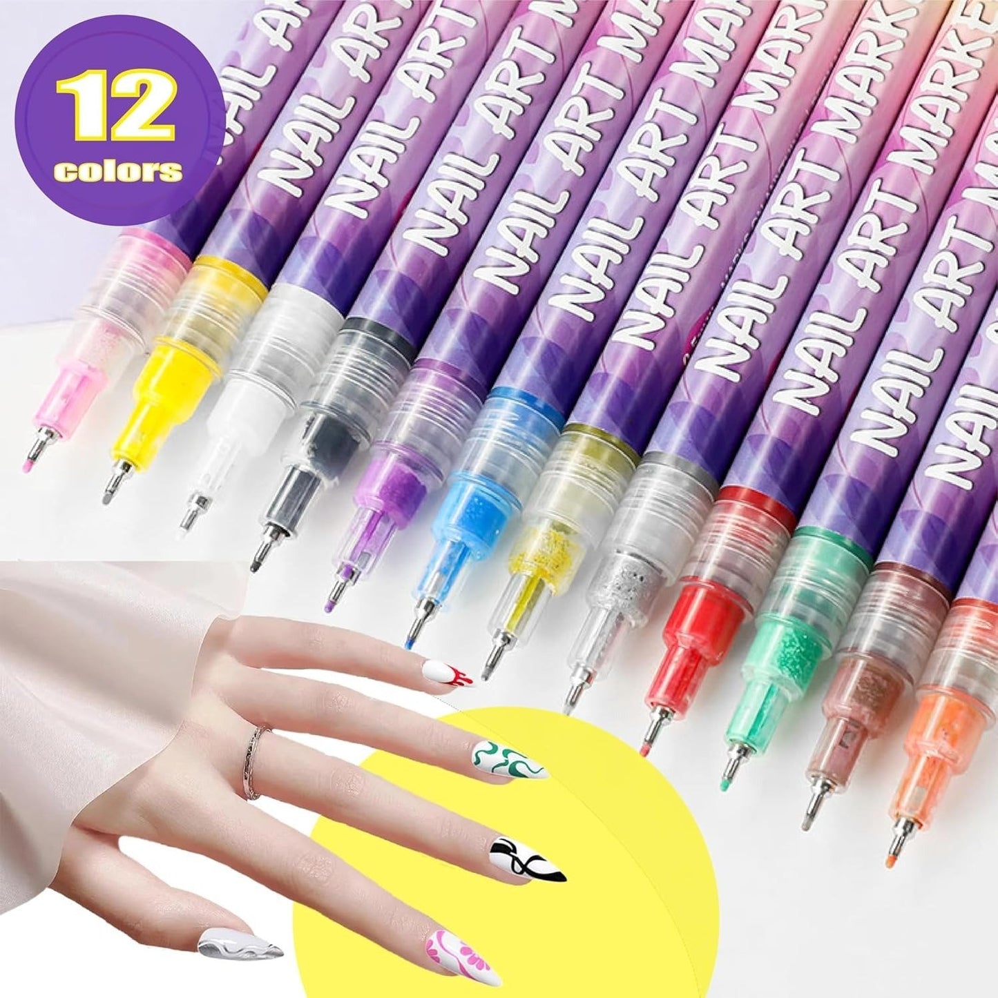 Odinl™ 12 Colors Nail Art Pens Set(OFFER)