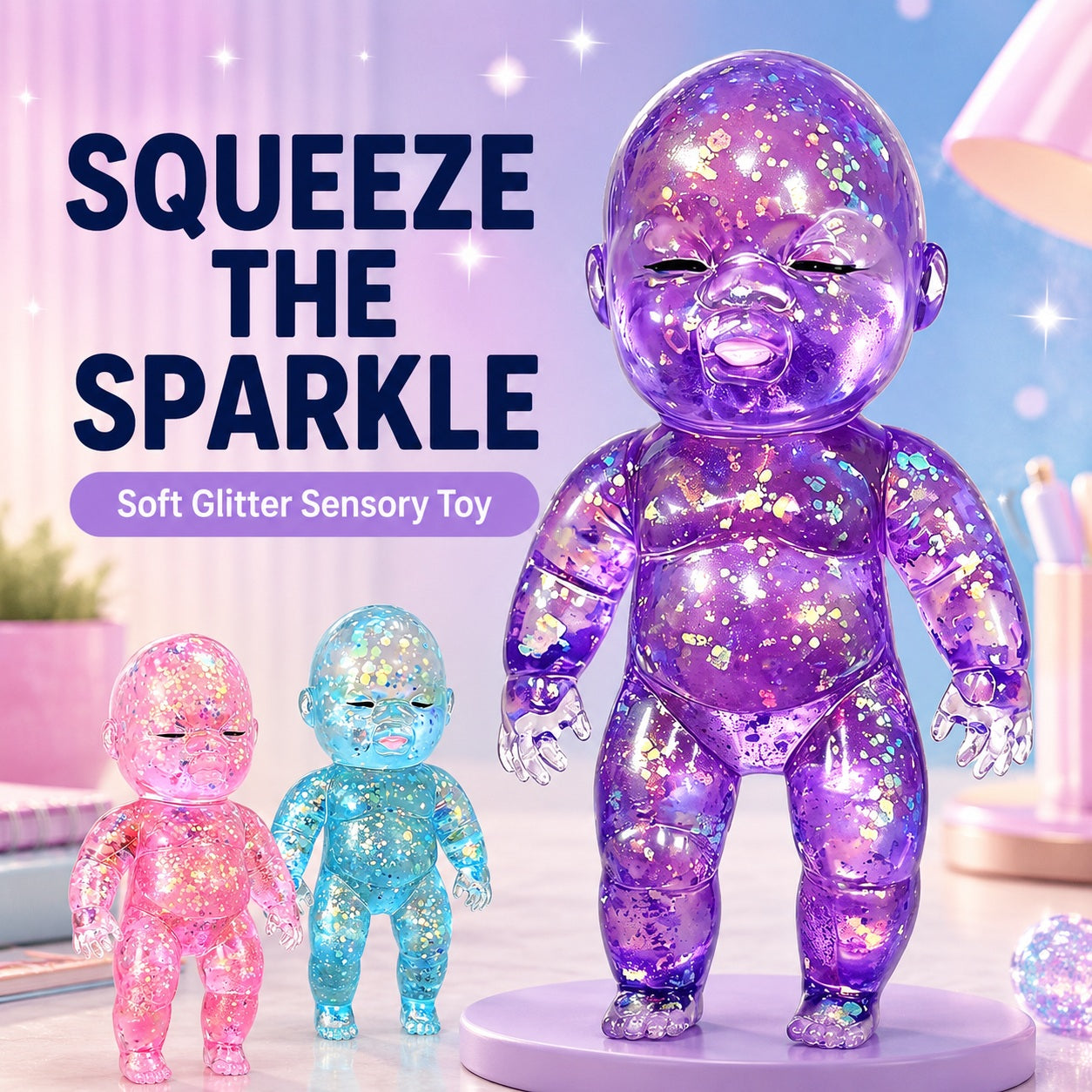 Limited-Time Cute Pick ✨👶 Mooshie Glitter Baby Squishy Sensory Toy