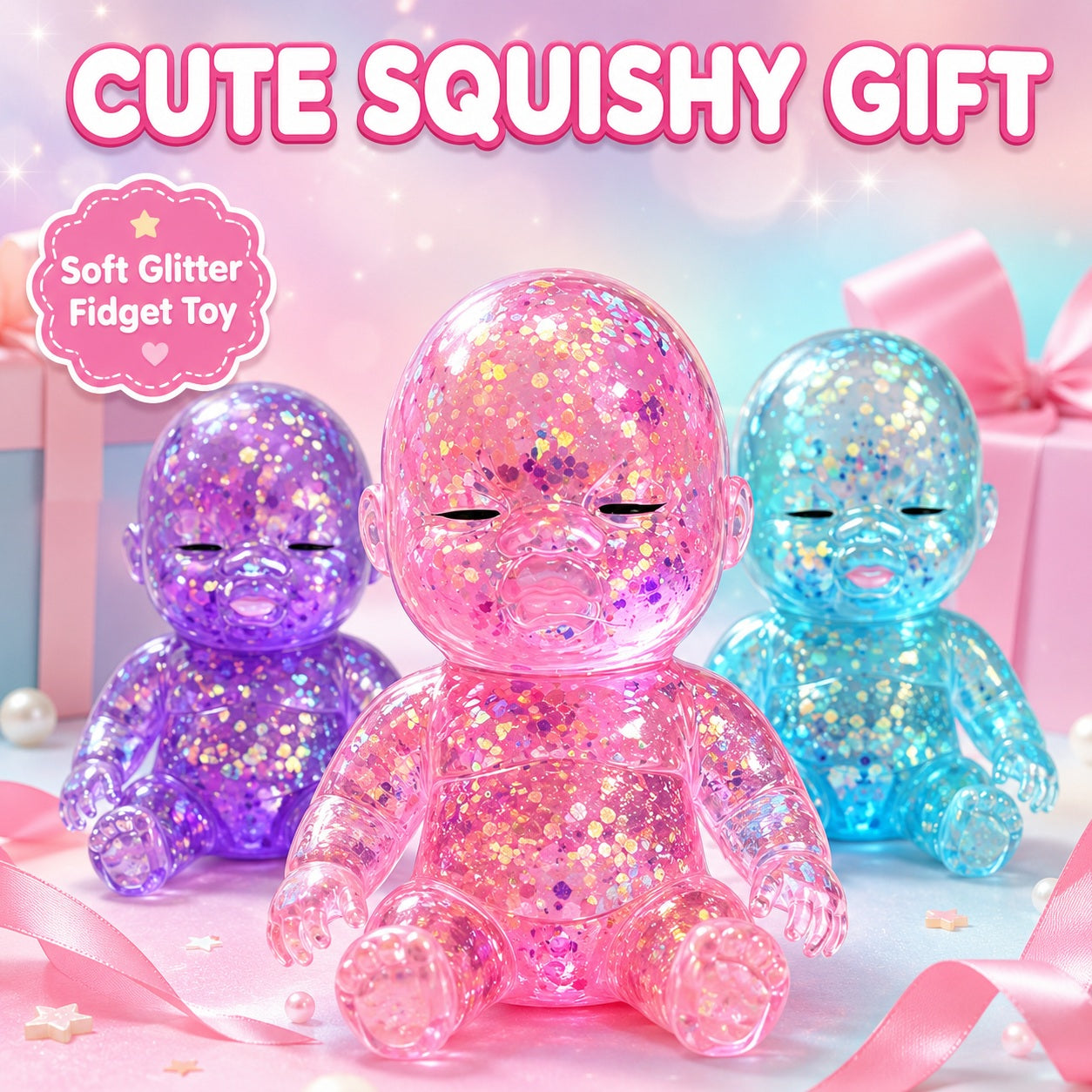 Limited-Time Cute Pick ✨👶 Mooshie Glitter Baby Squishy Sensory Toy